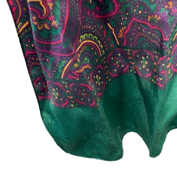 Paisley Print Scarf With Green and Fuschia Accent - Picture 6 of 6